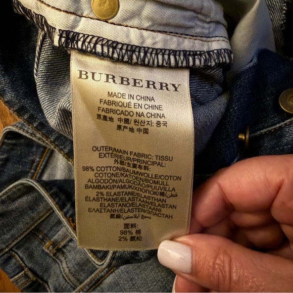 Burberry Brit Denim Shorts W26 Medium Wash Cuffed Stretch Designer Jean Shorts - Picture 7 of 11